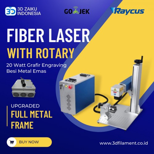 Zaiku Fiber Marking Laser with Rotary 20 Watt Grafir Engraving Besi - Full Set